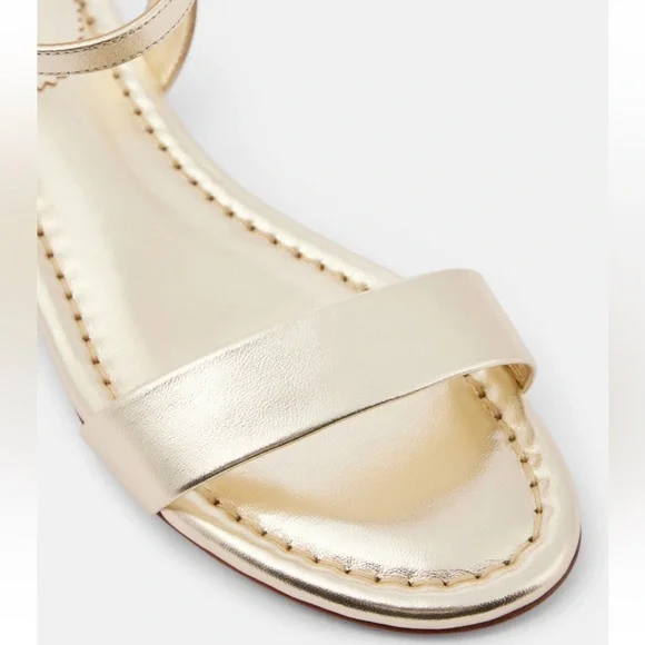 Christian Louboutin Sweet Jane Sandal Flat Platine Gold Leather Ankle Strap 40.5